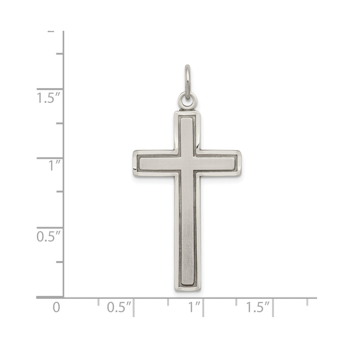 Sterling Silver Cross Pendant with Satin Finish and Antiqued Details, Unisex Faith Jewelry