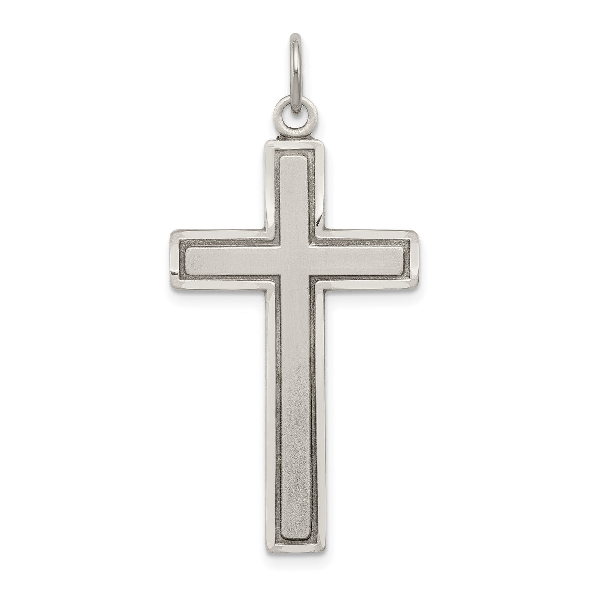Sterling Silver Cross Pendant with Satin Finish and Antiqued Details, Unisex Faith Jewelry
