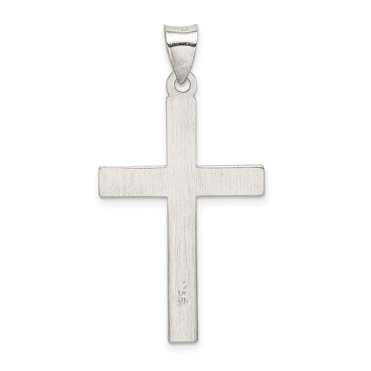 Sterling Silver Cross Pendant with Brushed and Polished Finish, Textured Abstract Design