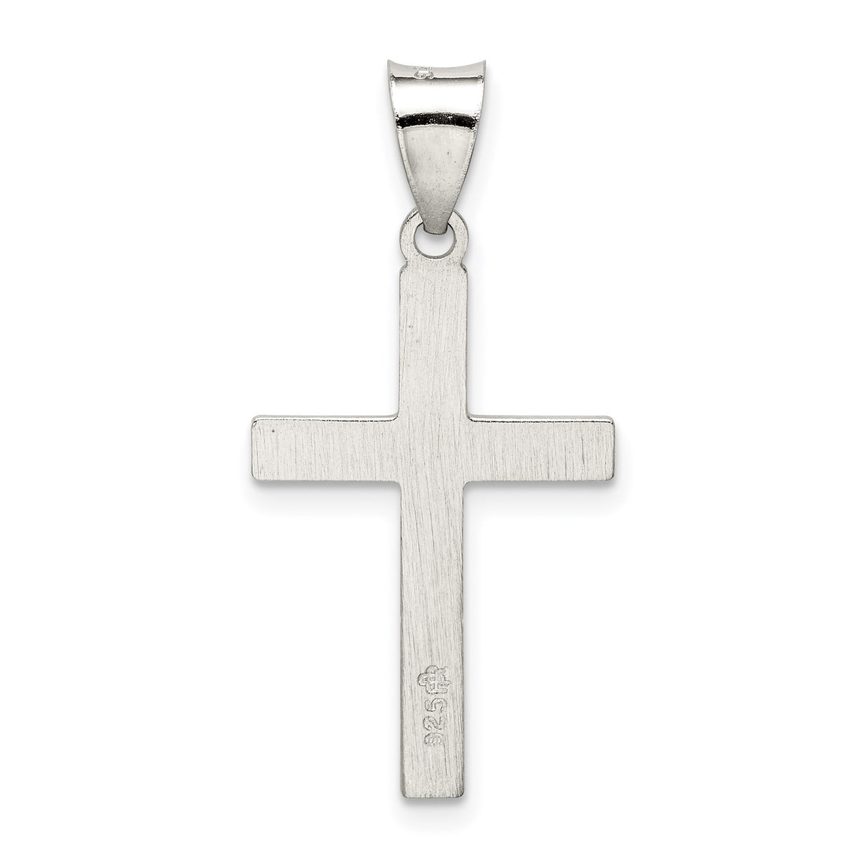 Sterling Silver Cross Pendant, Gold-Plated Brushed and Polished Finish, Modern Religious Style