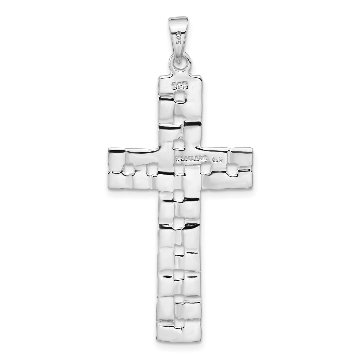 Sterling Silver Cross Pendant with Bold Geometric Design, Polished Finish, Unisex Religious Charm