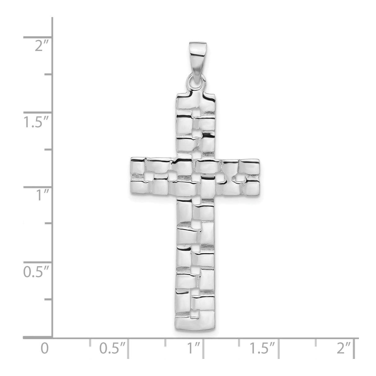 Sterling Silver Cross Pendant with Bold Geometric Design, Polished Finish, Unisex Religious Charm