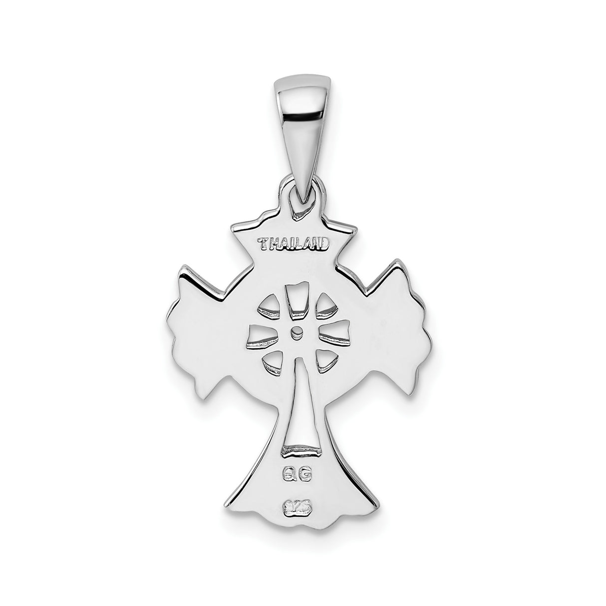 Sterling Silver Celtic Cross Pendant with Floral Charm Design for Men and Women