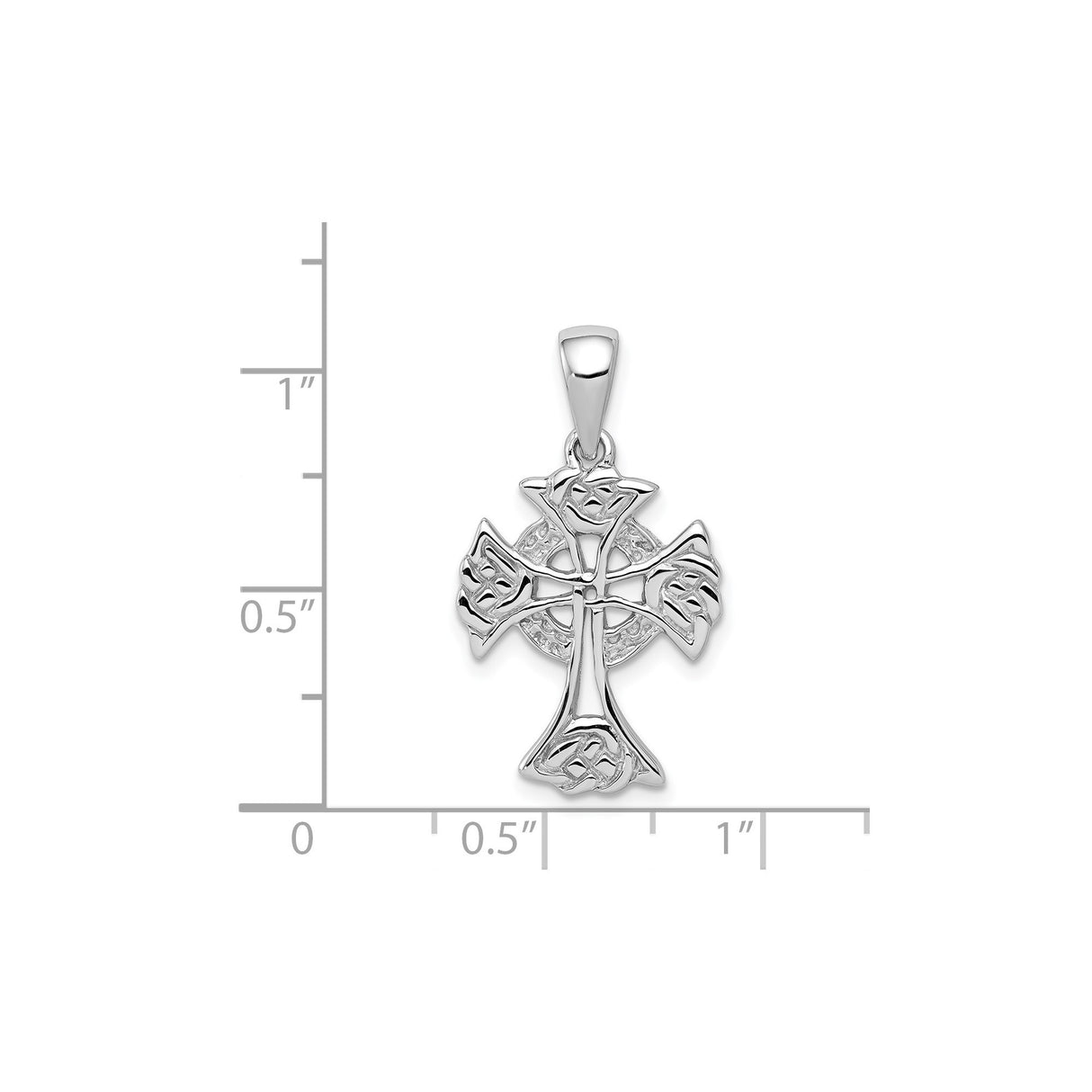Sterling Silver Celtic Cross Pendant with Floral Charm Design for Men and Women