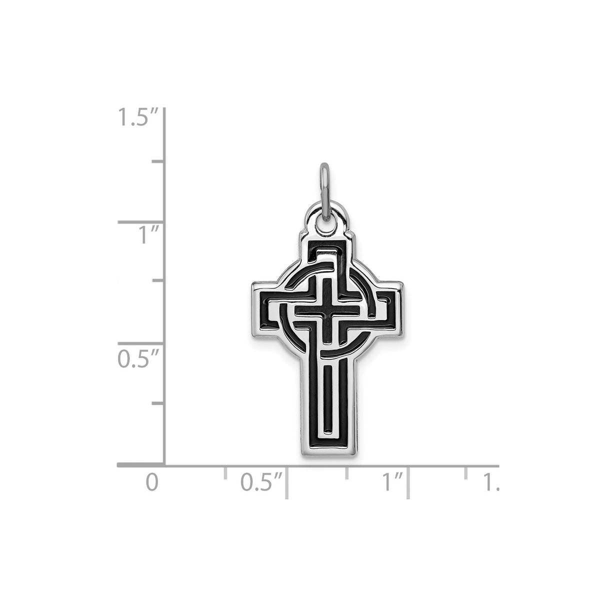Sterling Silver Cross Pendant with Black Enamel Celtic Knot Design for Men and Women