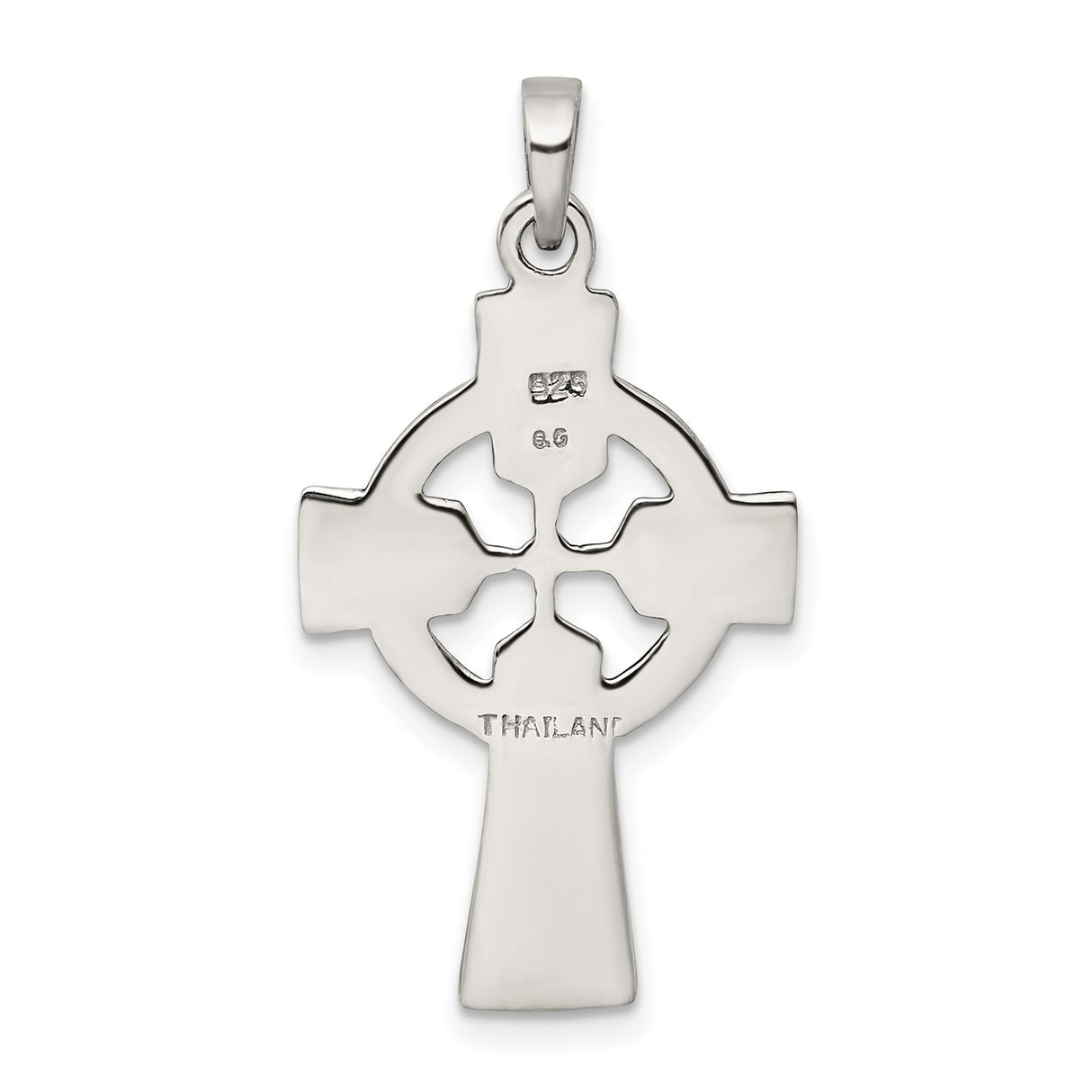 Sterling Silver Cross Pendant with Celtic Knotwork, Oxidized Finish, and Halo Accents