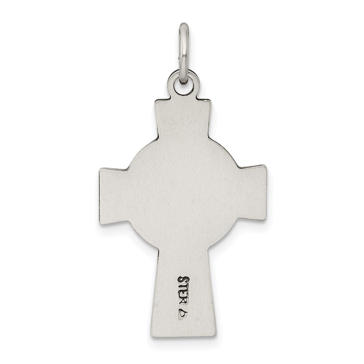 Sterling Silver Cross Pendant with Celtic Inspired Design and Antiqued Religious Detailing