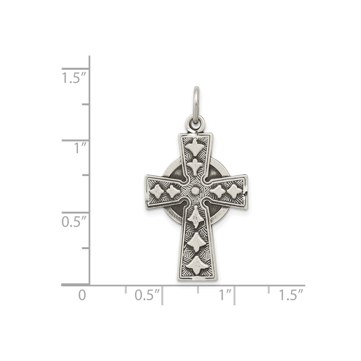 Sterling Silver Cross Pendant with Celtic Inspired Design and Antiqued Religious Detailing