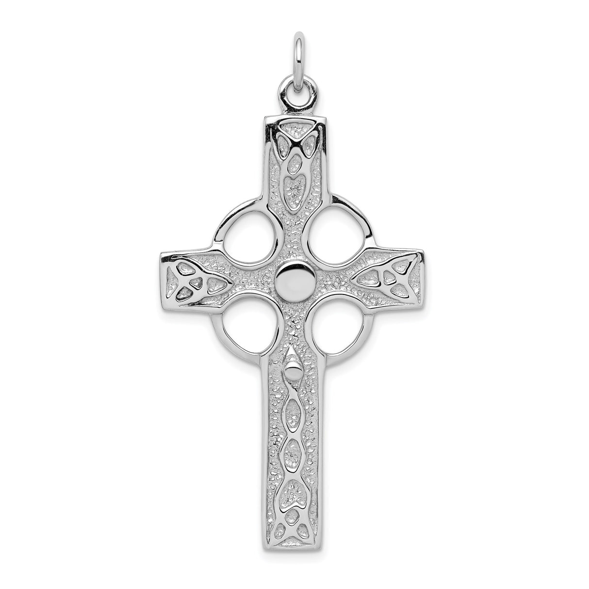 Sterling Silver Celtic Cross Pendant with Filigree Design and Halo Center Wheel