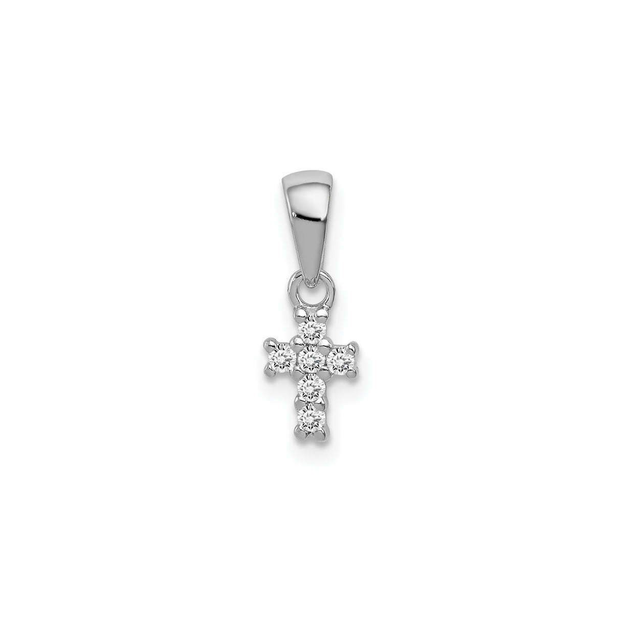 Sterling Silver Cross Pendant with Cubic Zirconia, Minimalist Religious Jewelry for Men and Women