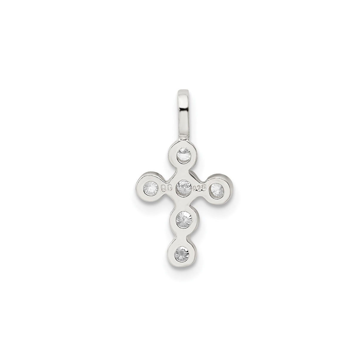 Sterling Silver Cross Pendant with Cubic Zirconia, Minimalist Religious Design