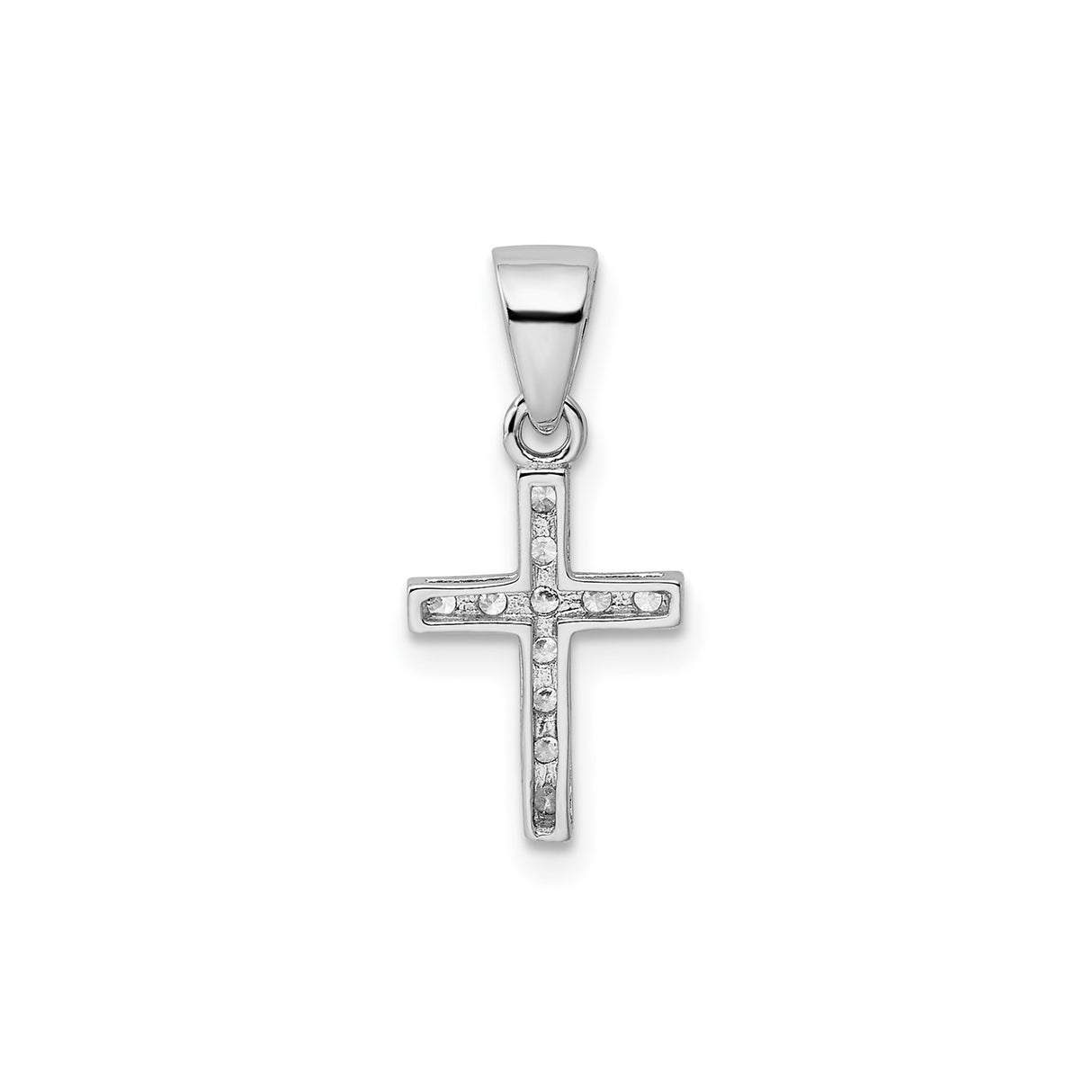 Sterling Silver Cross Pendant with Cubic Zirconia, Polished Faith Symbol Jewelry