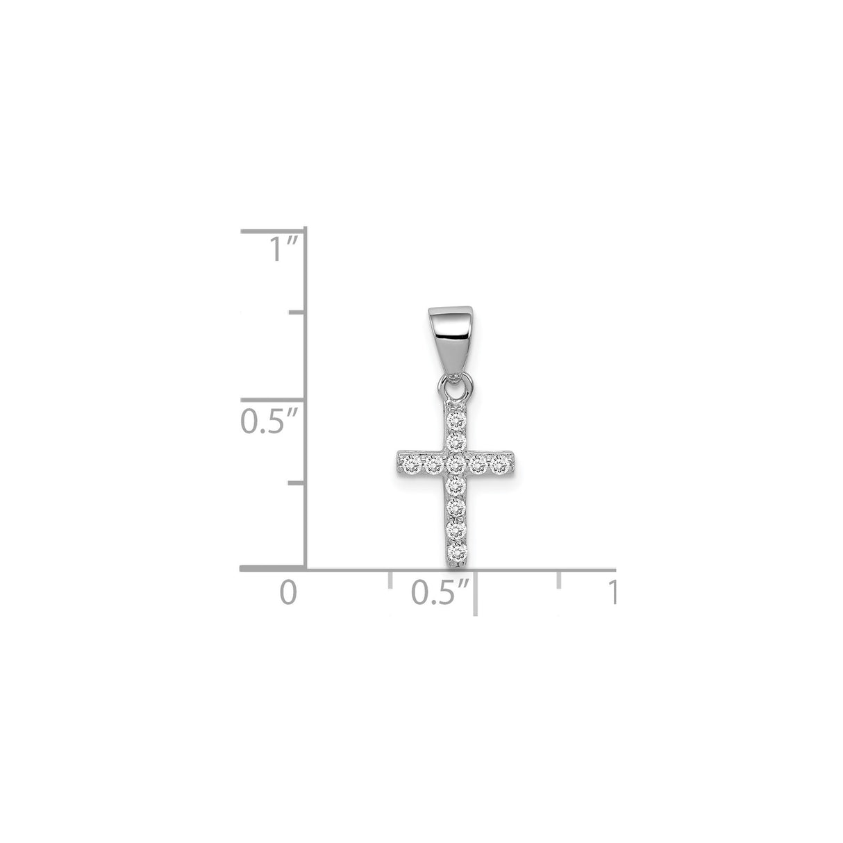 Sterling Silver Cross Pendant with Cubic Zirconia, Polished Faith Symbol Jewelry