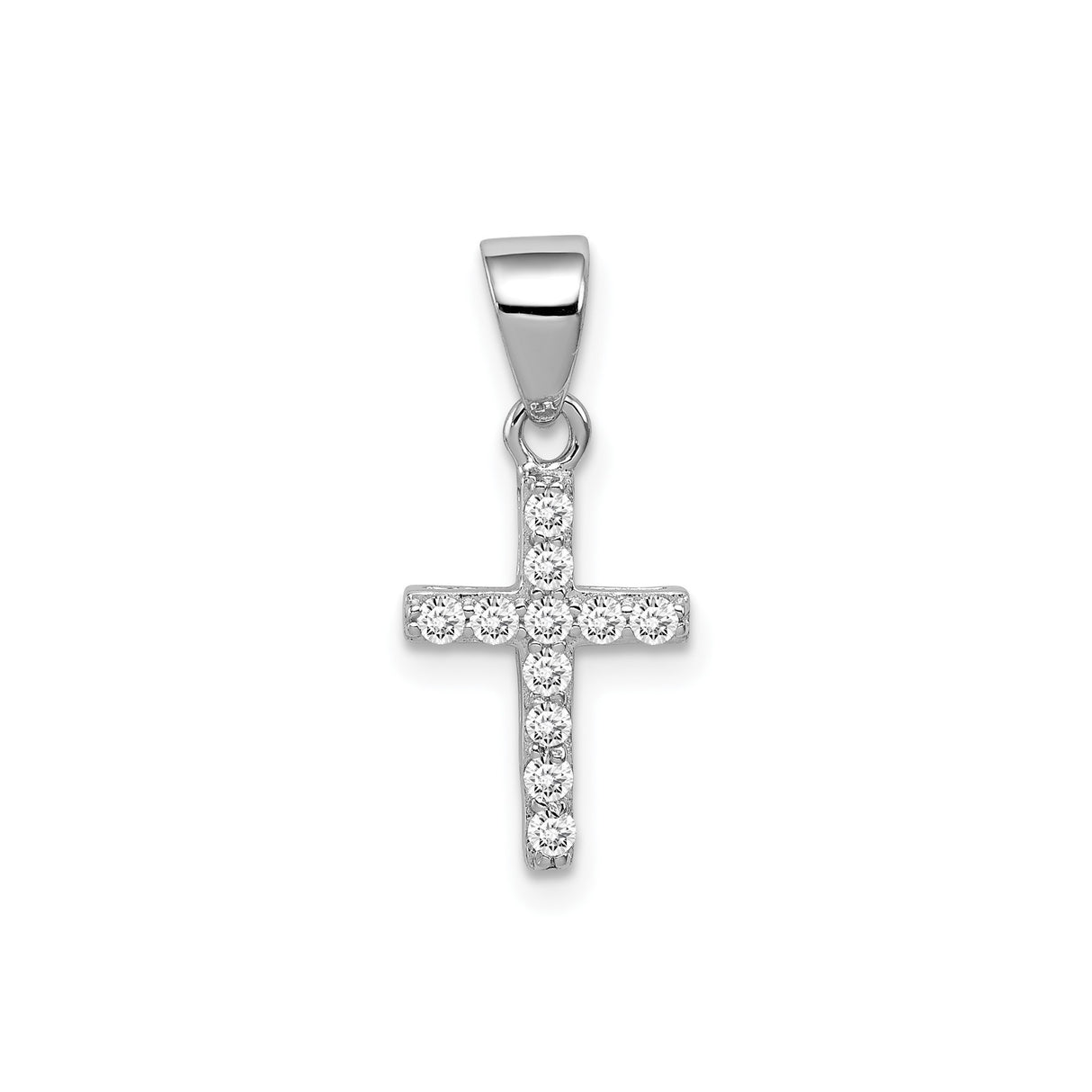 Sterling Silver Cross Pendant with Cubic Zirconia, Polished Faith Symbol Jewelry