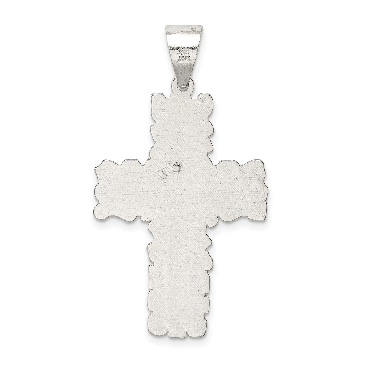 Sterling Silver Cross Pendant with Rock Texture and Matte Finish for Men and Women