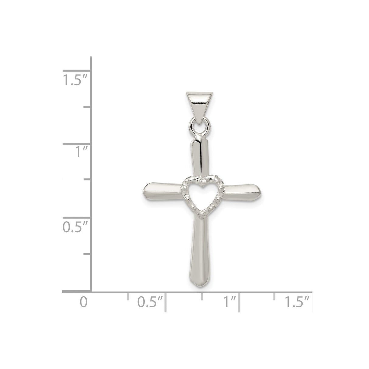 Sterling Silver Cross Pendant with Open Heart, Christian Faith Jewelry for Women