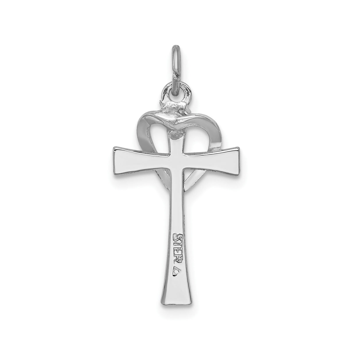 Sterling Silver Cross Pendant with Gold Plated Heart Overlay, Christian Symbol of Faith for Women