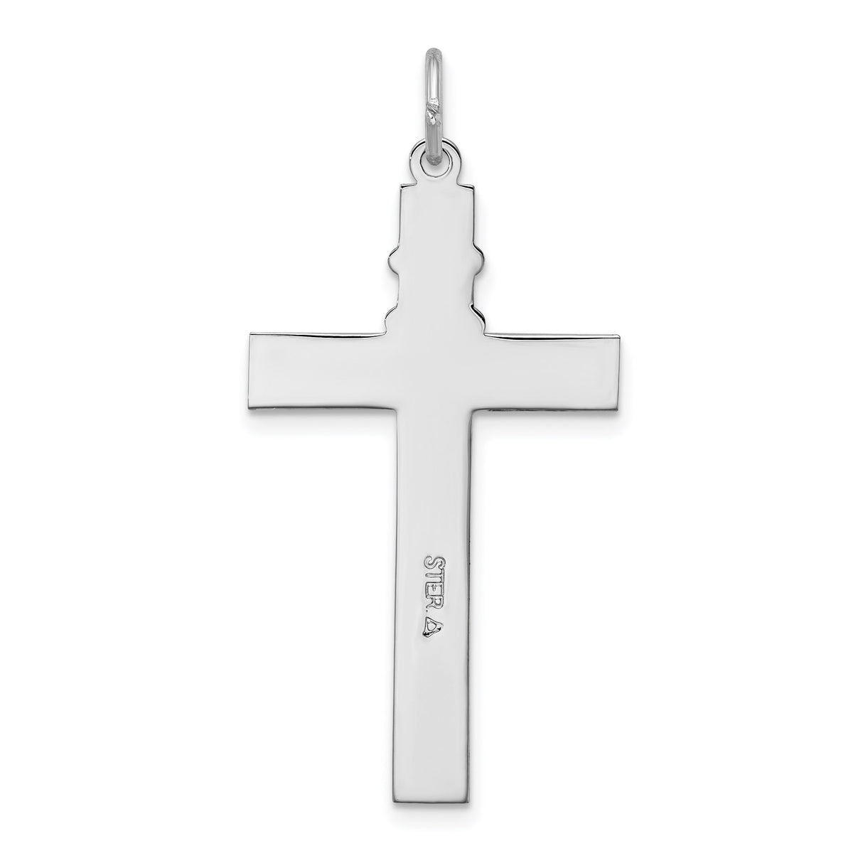 Sterling Silver Cross Pendant with Rosary Design and Toned Crucifix Detail