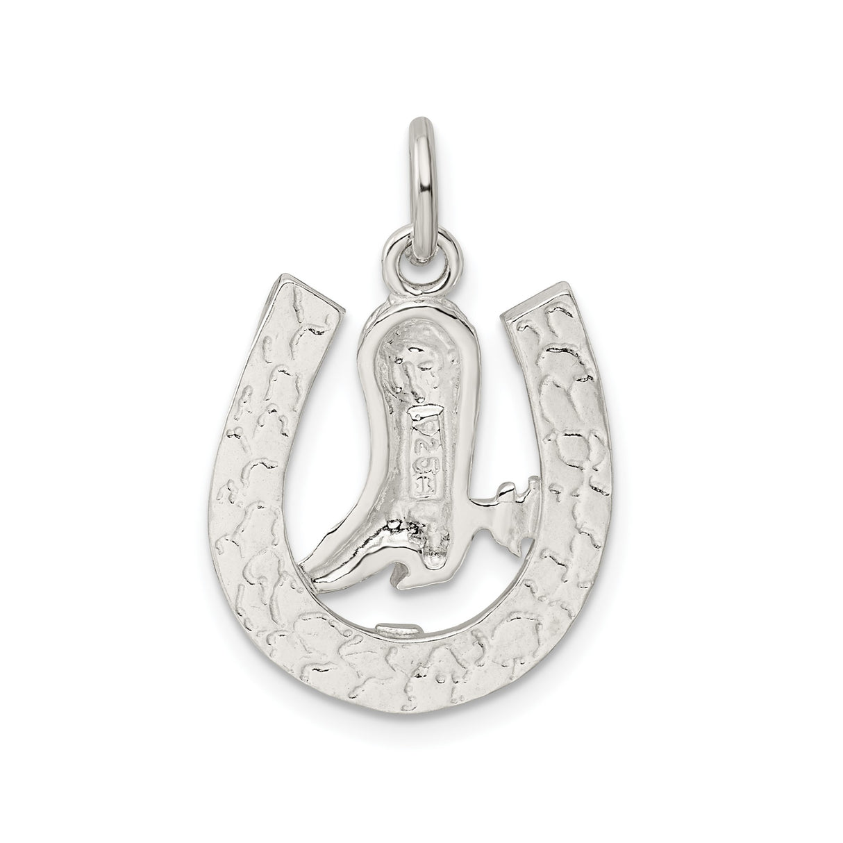 Sterling Silver Cowboy Boot and Horseshoe Pendant, Western Rodeo Charm Jewelry