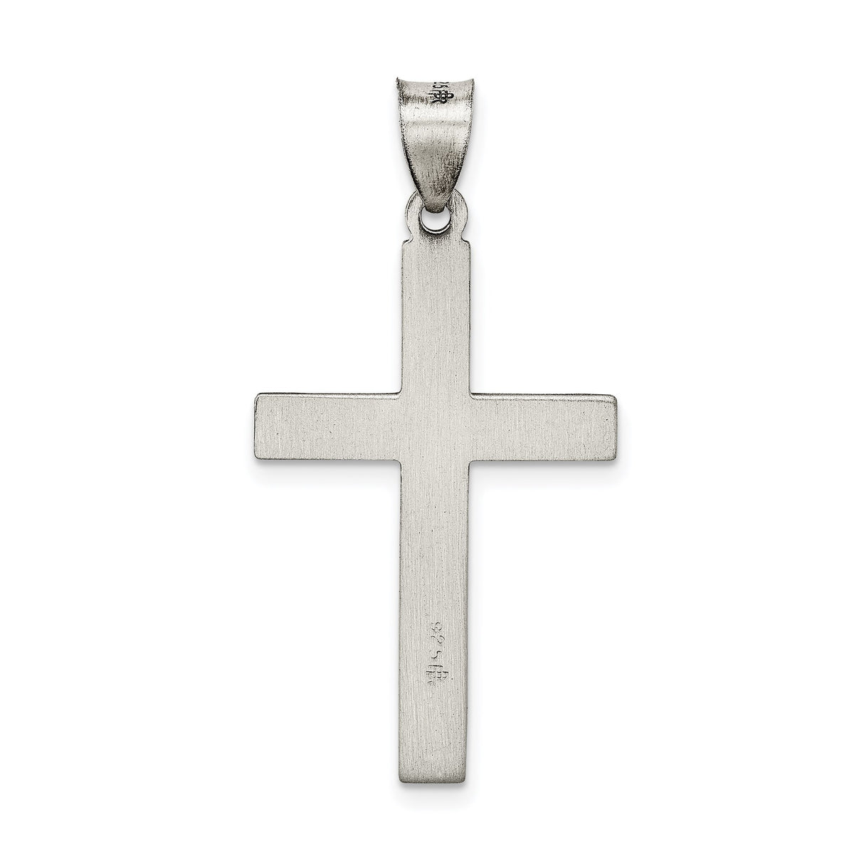 Sterling Silver Cross Pendant with Brushed and Polished Finish, Layered Minimalist Faith Design