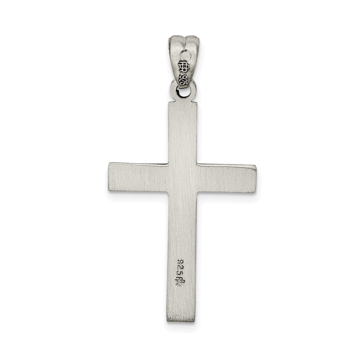 Sterling Silver Latin Cross Pendant with Starburst Detail and Brushed Finish