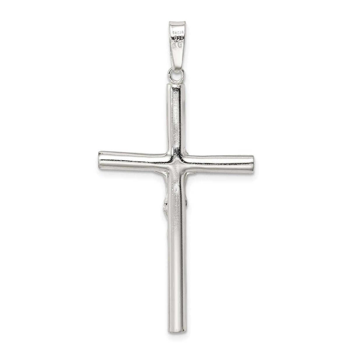 Sterling Silver Crucifix Cross Pendant with Jesus Figure and Modern Sacred Design