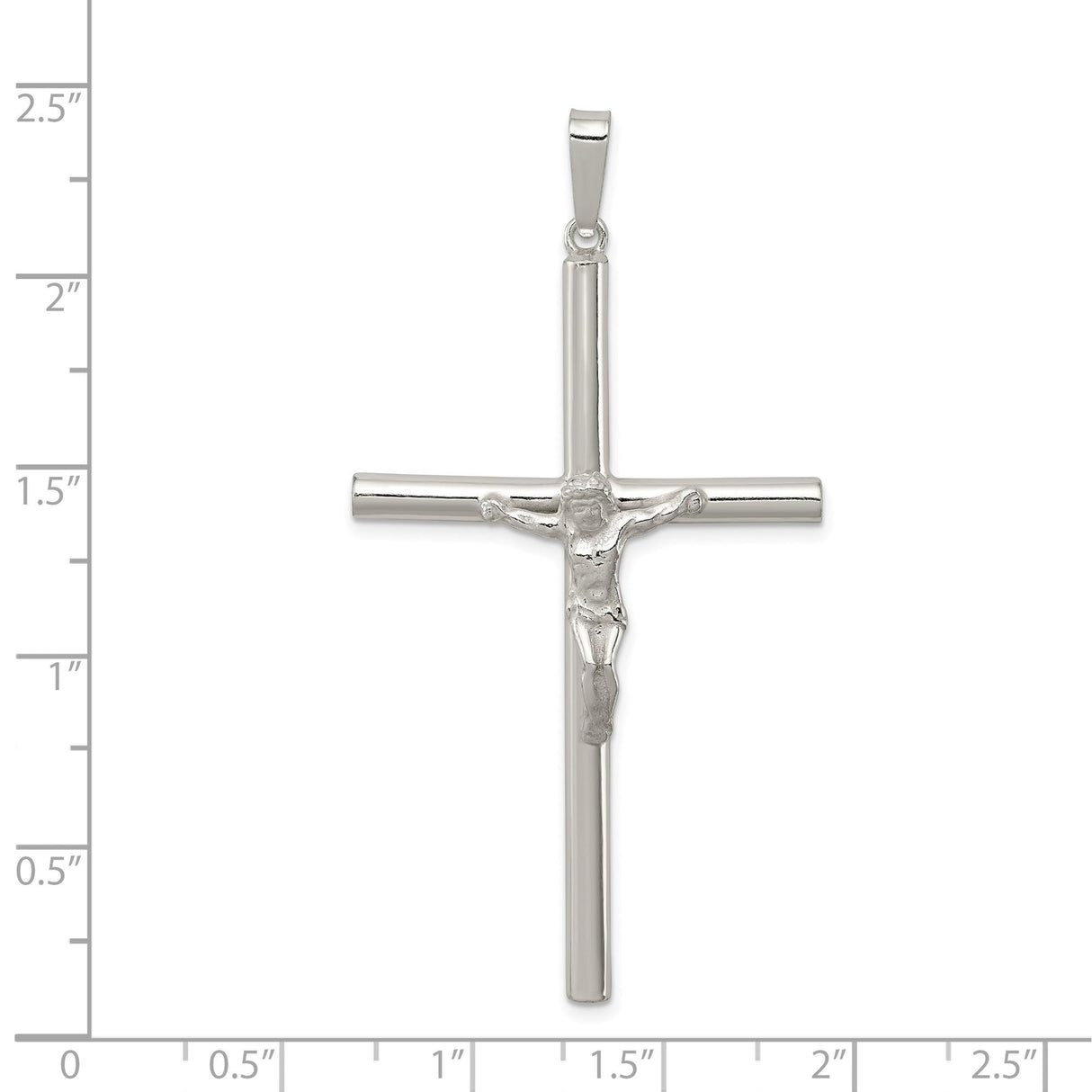 Sterling Silver Crucifix Cross Pendant with Detailed Jesus Figure and Tapered Bail
