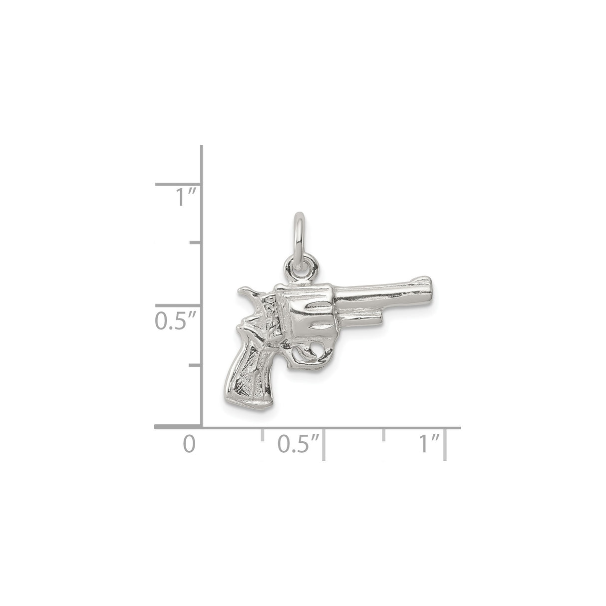 Sterling Silver Revolver Gun Pendant, Western Handgun Charm for Men, Biker Style Jewelry