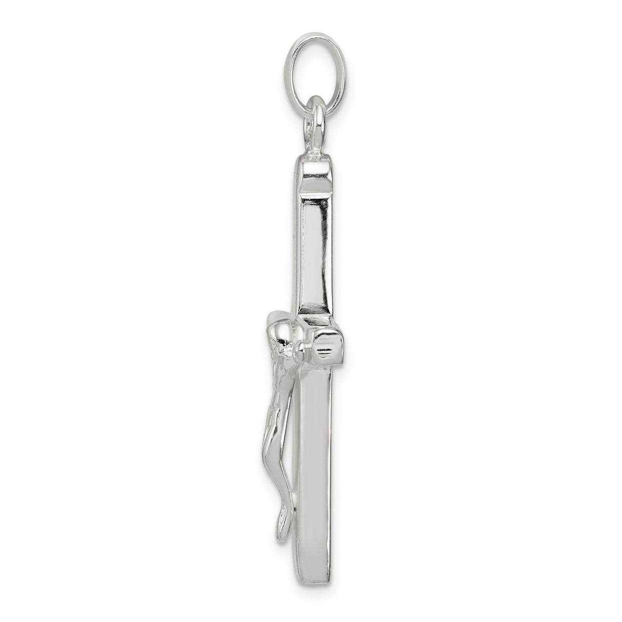 Sterling Silver Crucifix Cross Pendant with Polished Finish and Detailed Christ Figure