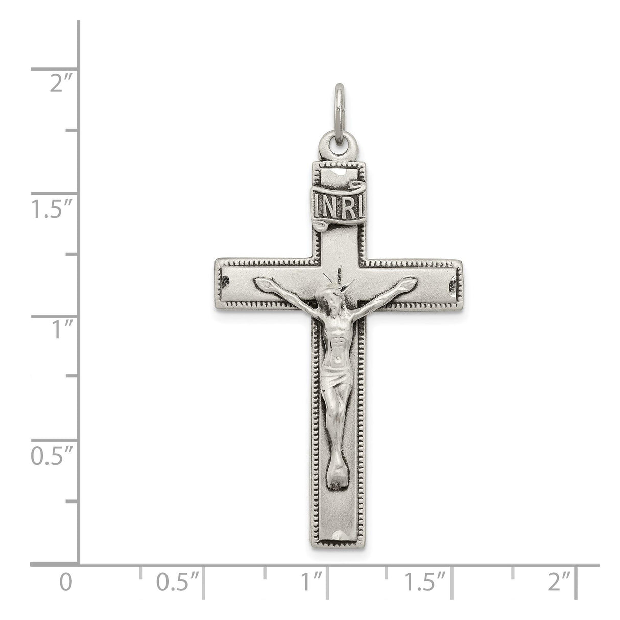 Sterling Silver Crucifix Cross Pendant with INRI Jesus Design and Latin Engraving