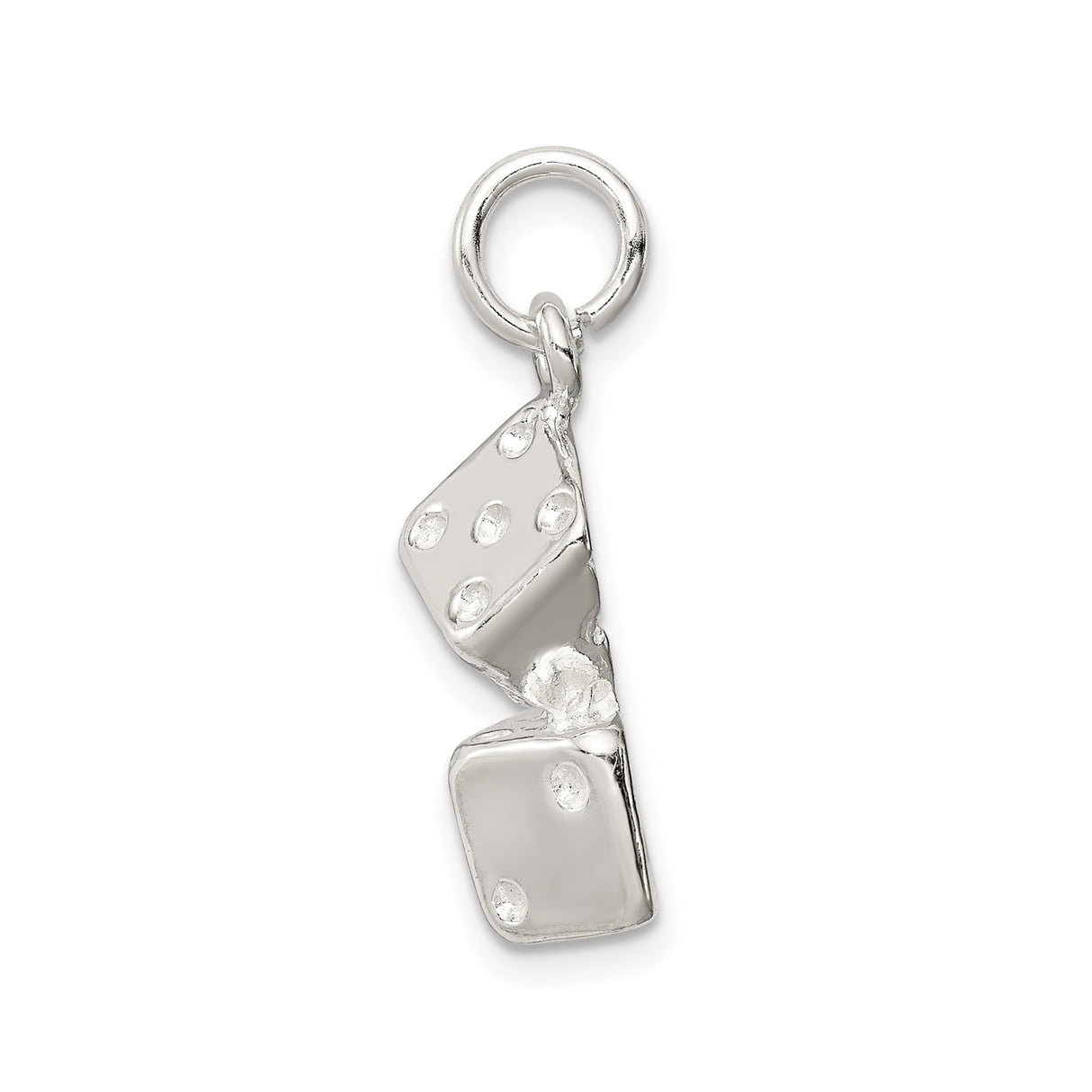 Sterling Silver Dice Pendant Charm with 3D Stacked Dice, Luck and Gambling Theme