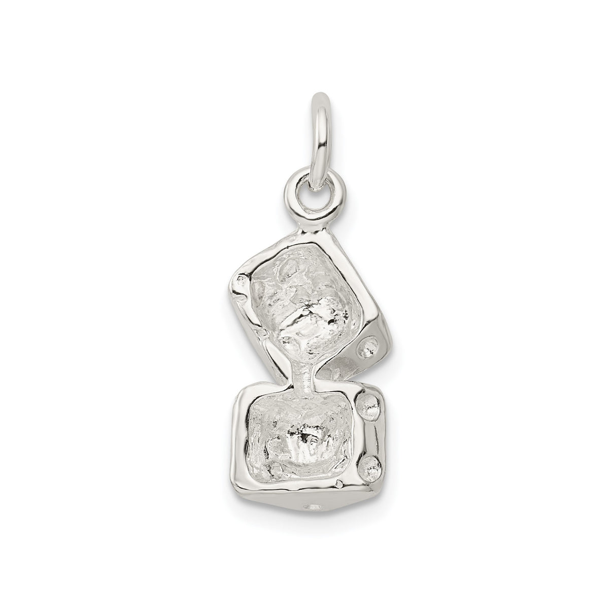 Sterling Silver Dice Pendant Charm with 3D Stacked Dice, Luck and Gambling Theme