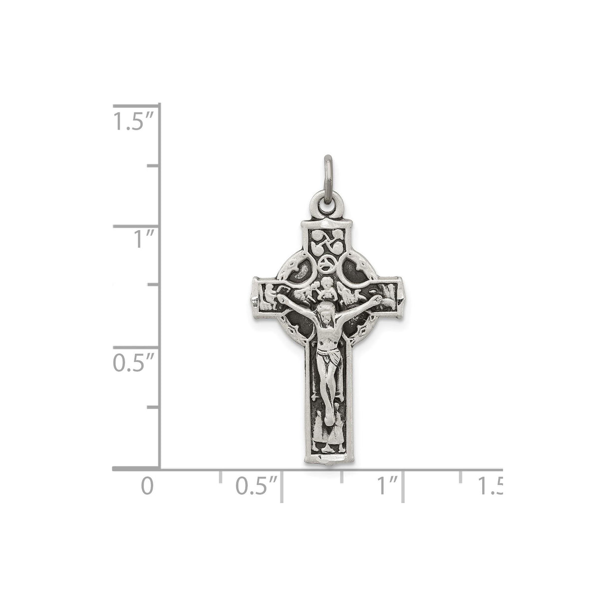 Sterling Silver Crucifix Cross Pendant with Raised Christ, Oxidized Finish, Vintage Religious Style