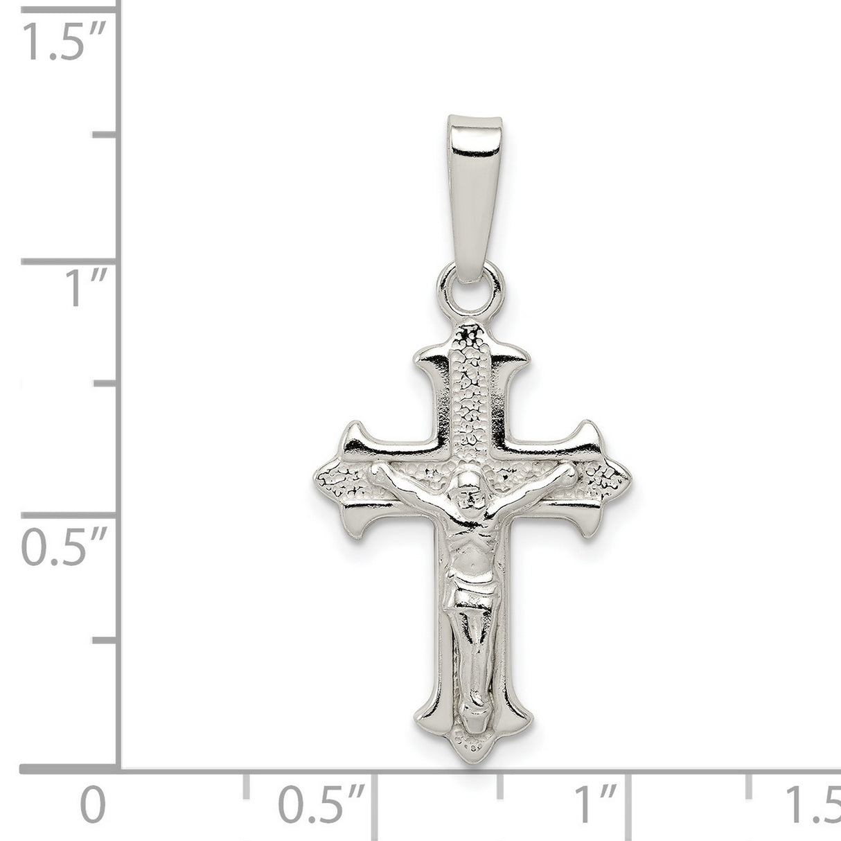 Sterling Silver Crucifix Cross Pendant with Flared Tips, Textured Christian Design