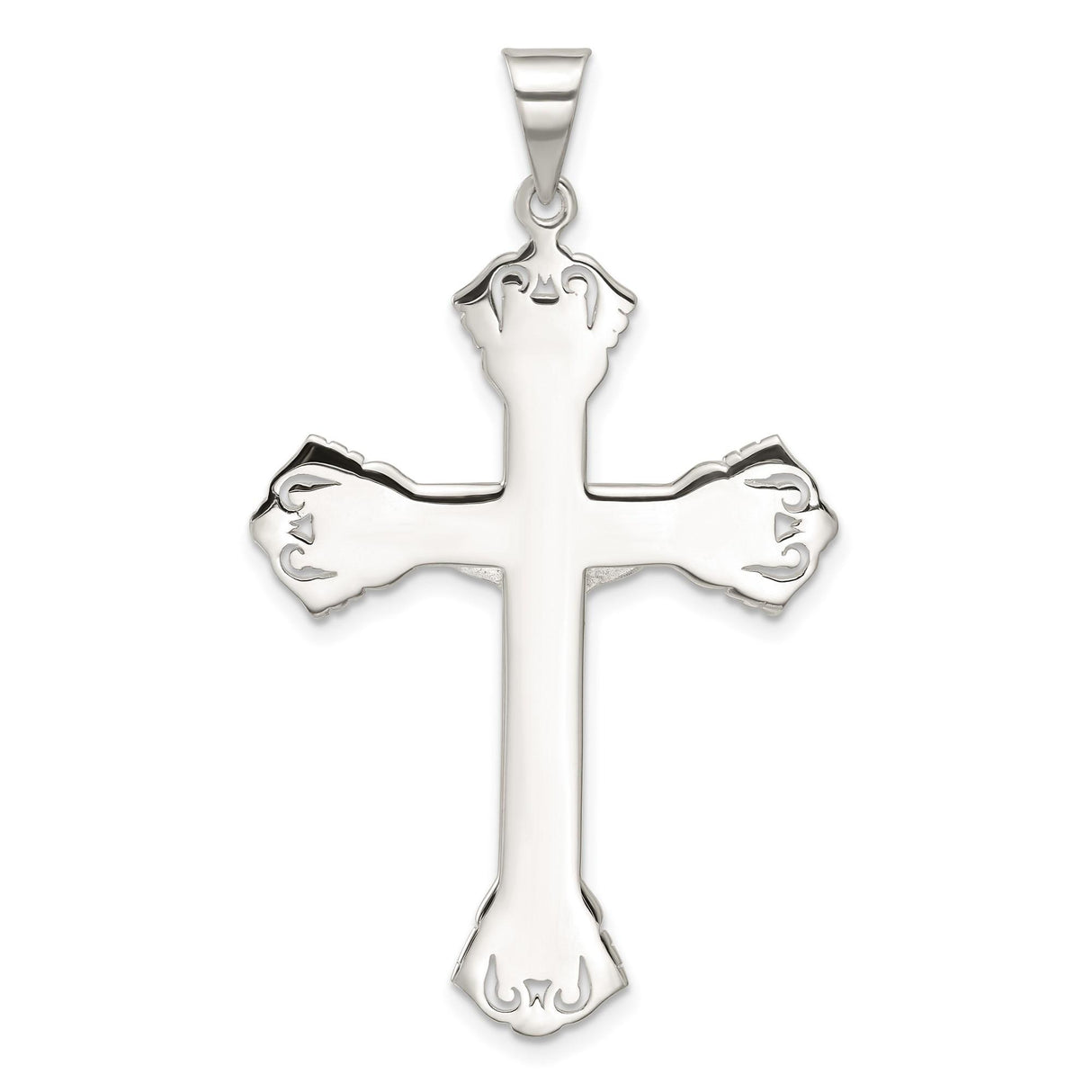 Sterling Silver Crucifix Cross Pendant with INRI Charm, Vintage Baroque Christian Jewelry