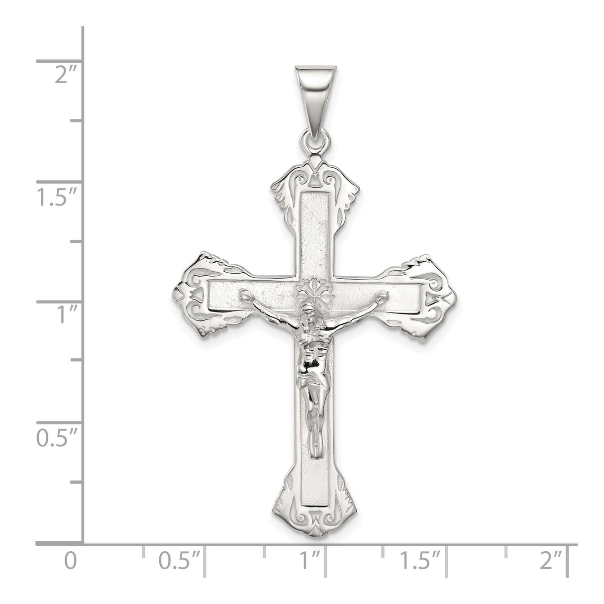 Sterling Silver Crucifix Cross Pendant with INRI Charm, Vintage Baroque Christian Jewelry