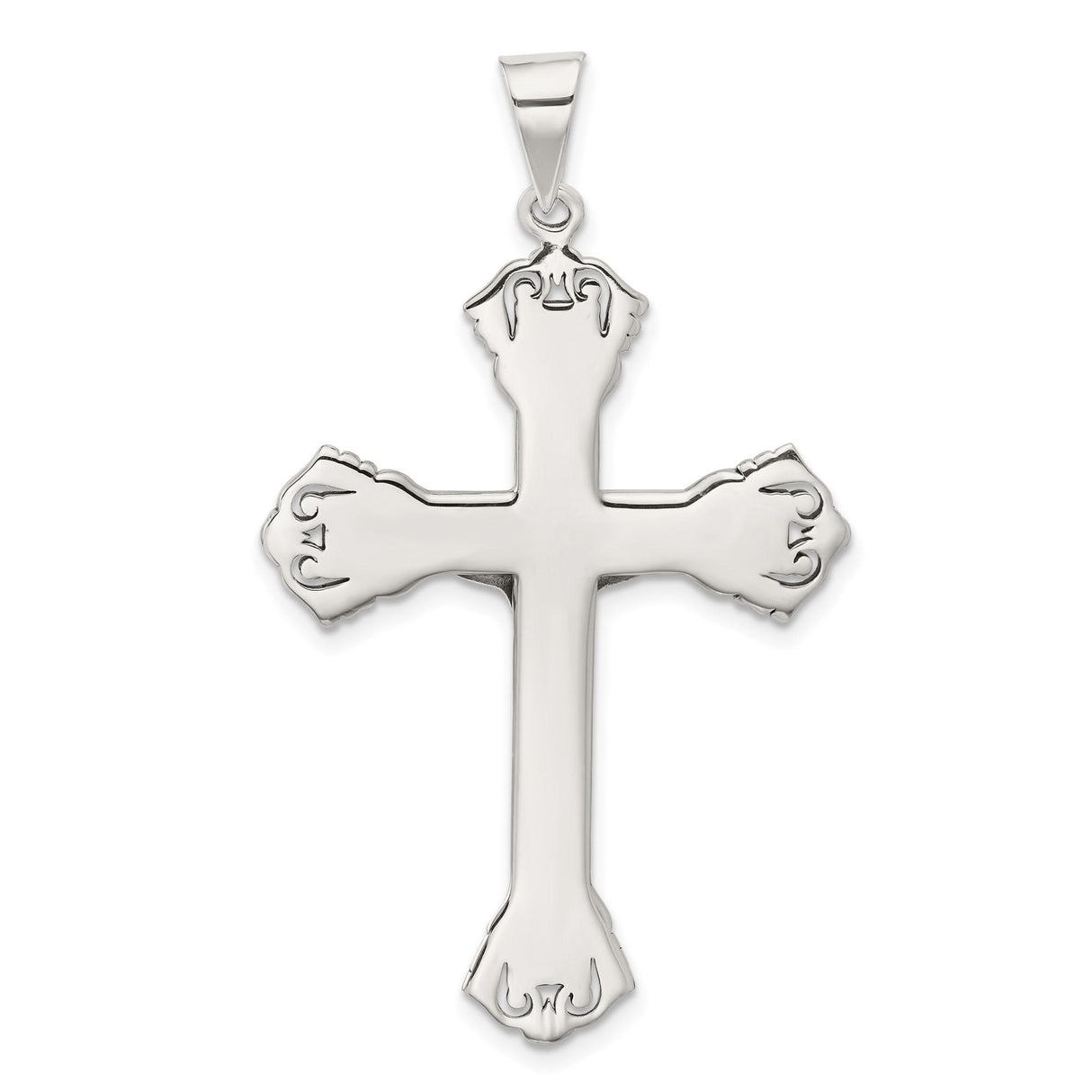 Sterling Silver Crucifix Cross Pendant with Sculpted Jesus and INRI Detail