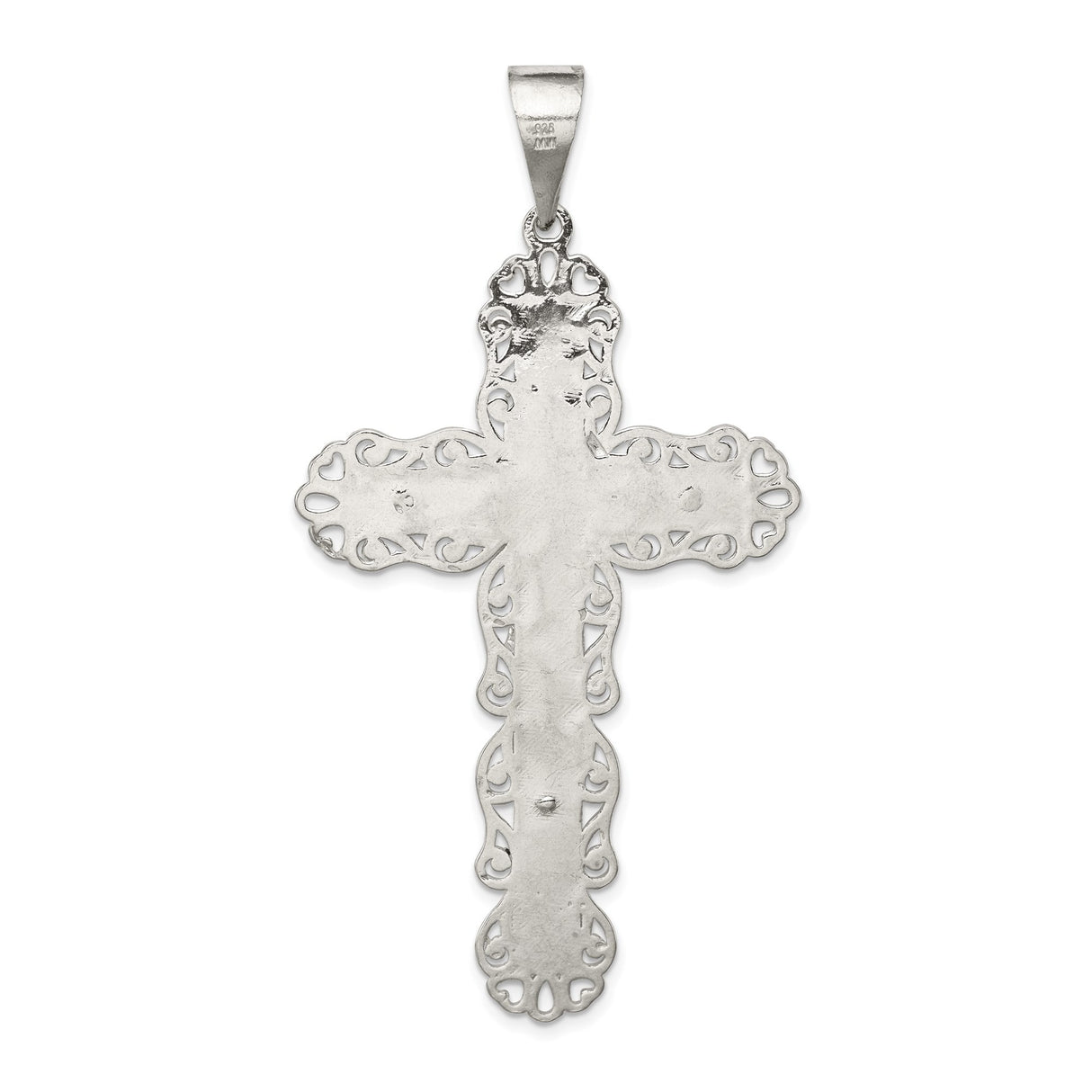 Sterling Silver Cross Pendant with Textured Crucifix, Religious Christian Jewelry for Men and Women