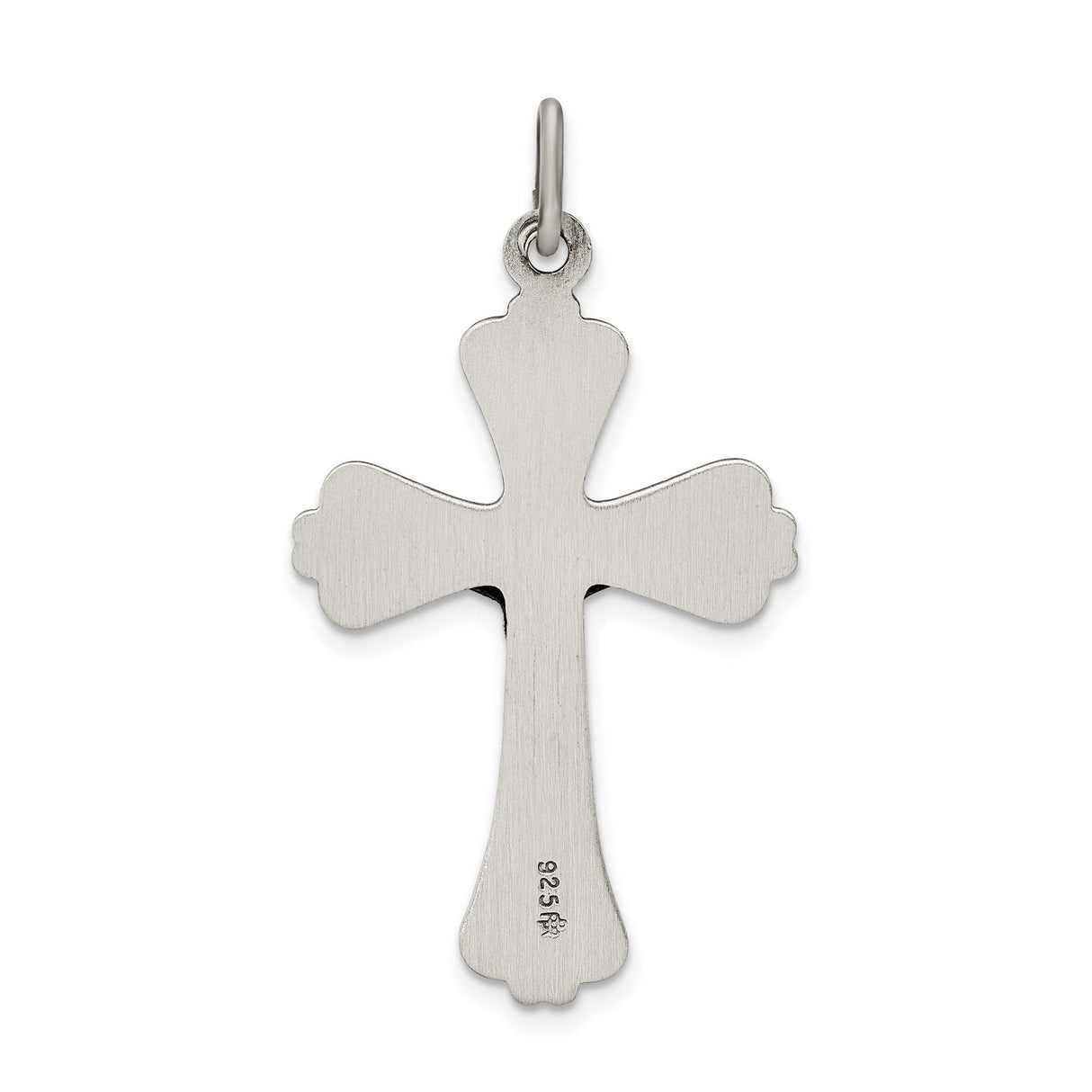 Sterling Silver Crucifix Pendant with INRI Jesus Cross, Antiqued Brushed Finish, Religious Charm