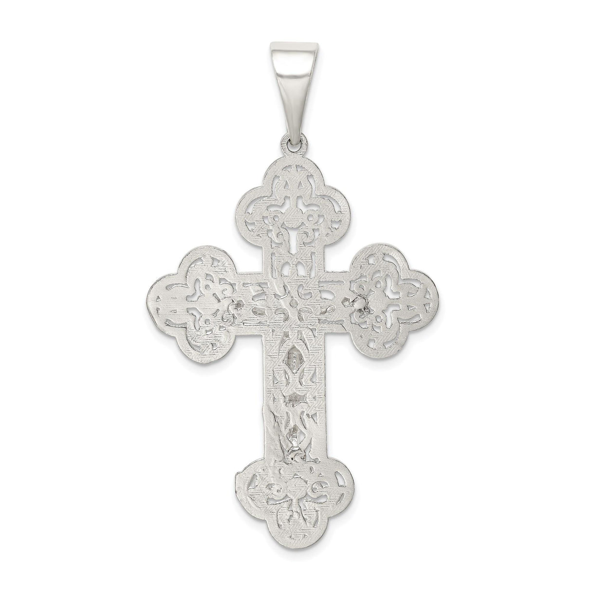 Sterling Silver Crucifix Cross Pendant with INRI Jesus and Filigree Detailing