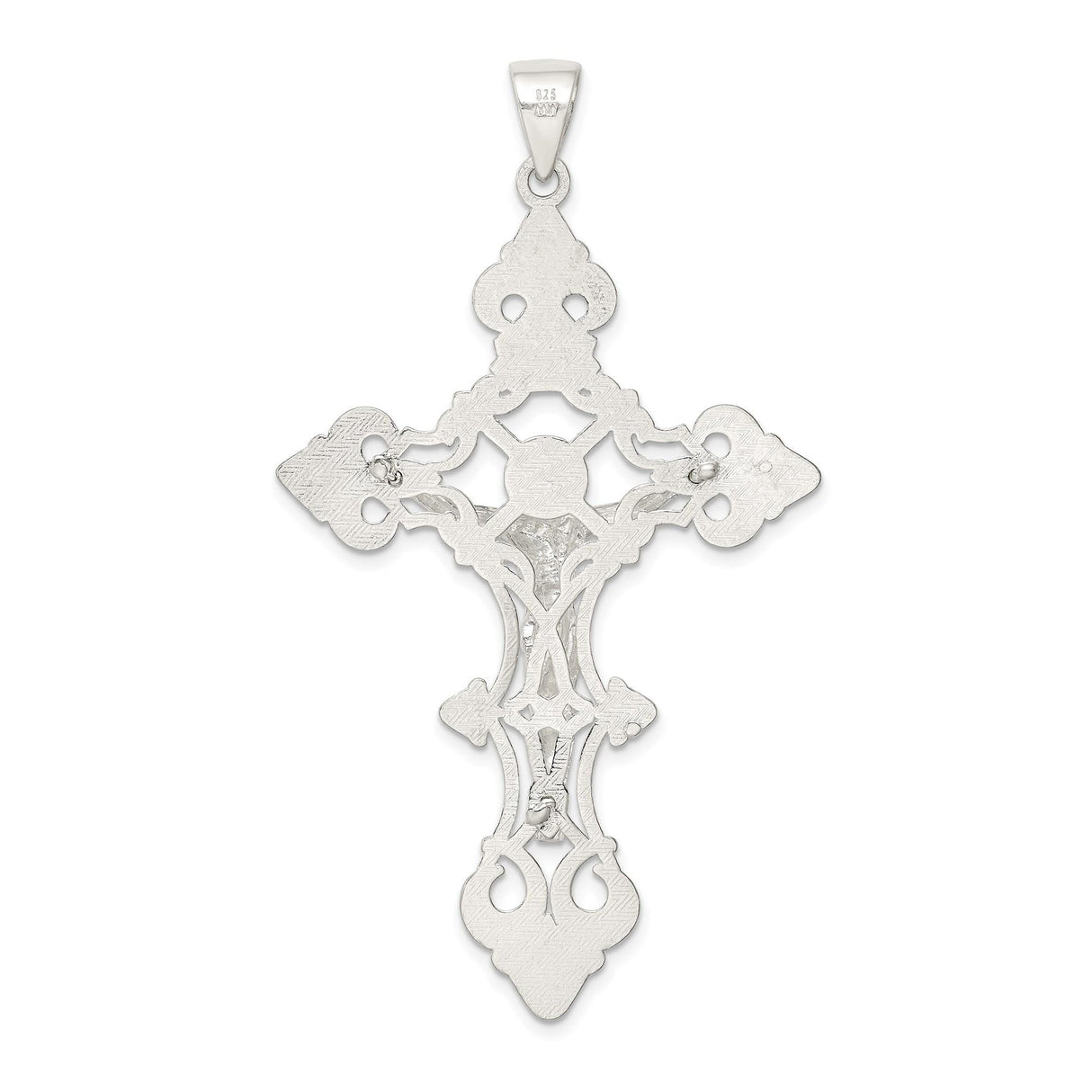 Sterling Silver Crucifix Pendant with Jesus on Cross and INRI Design