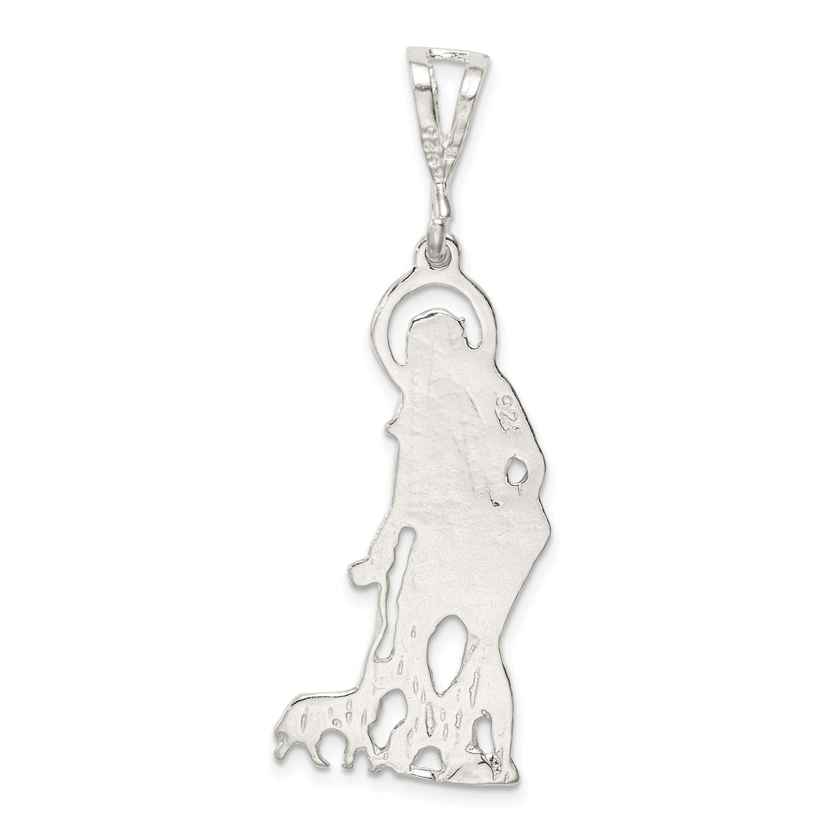 Sterling Silver Saint Pendant with Dog, Staff, Halo, Christian Religious Medal