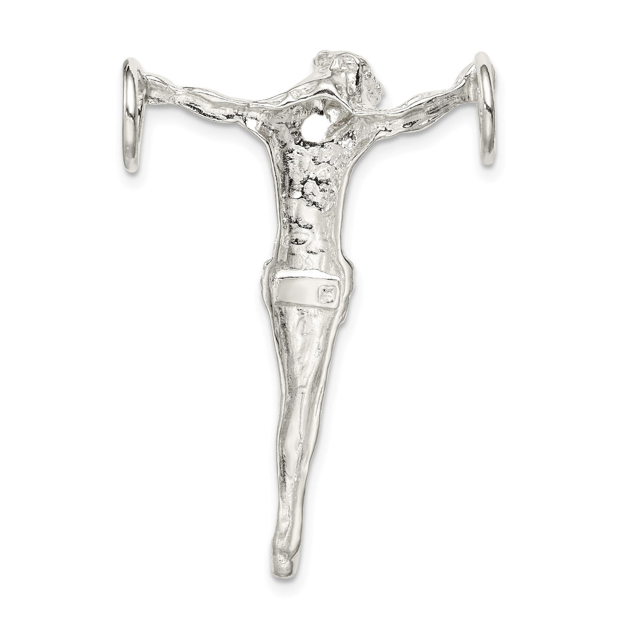 Sterling Silver Cross Pendant with Jesus Crucifix Design, Polished Religious Jewelry with Chain