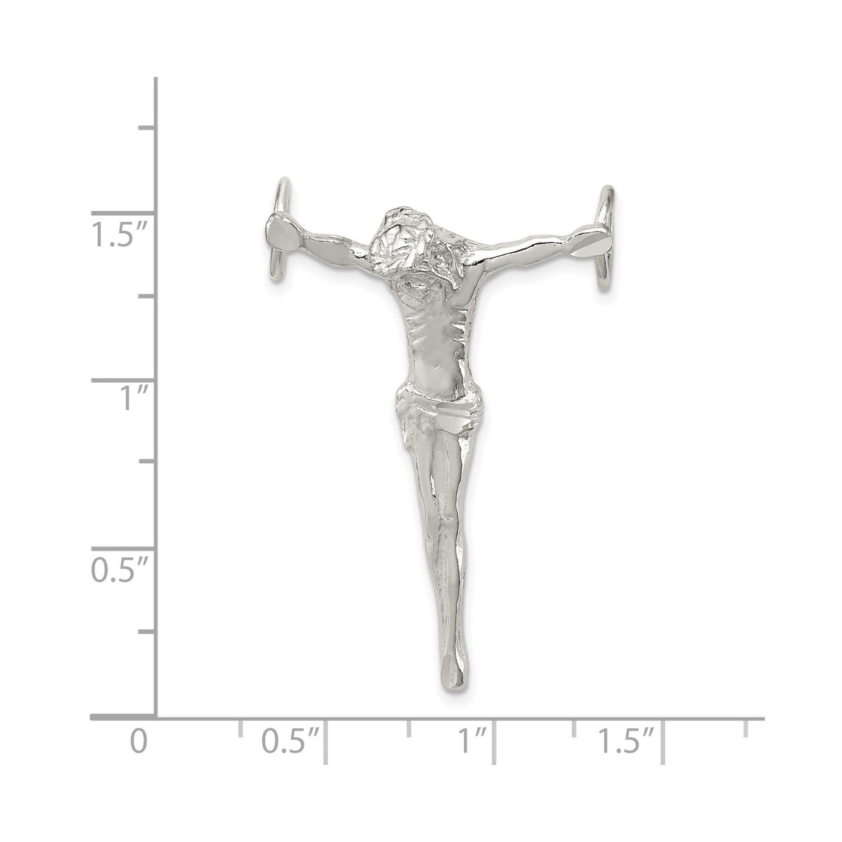 Sterling Silver Cross Pendant with Jesus Crucifix Design, Polished Religious Jewelry with Chain