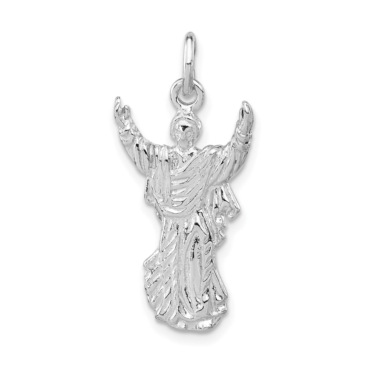 Sterling Silver Pendant with Robed Figure and Raised Arms, Christian Faith Symbol