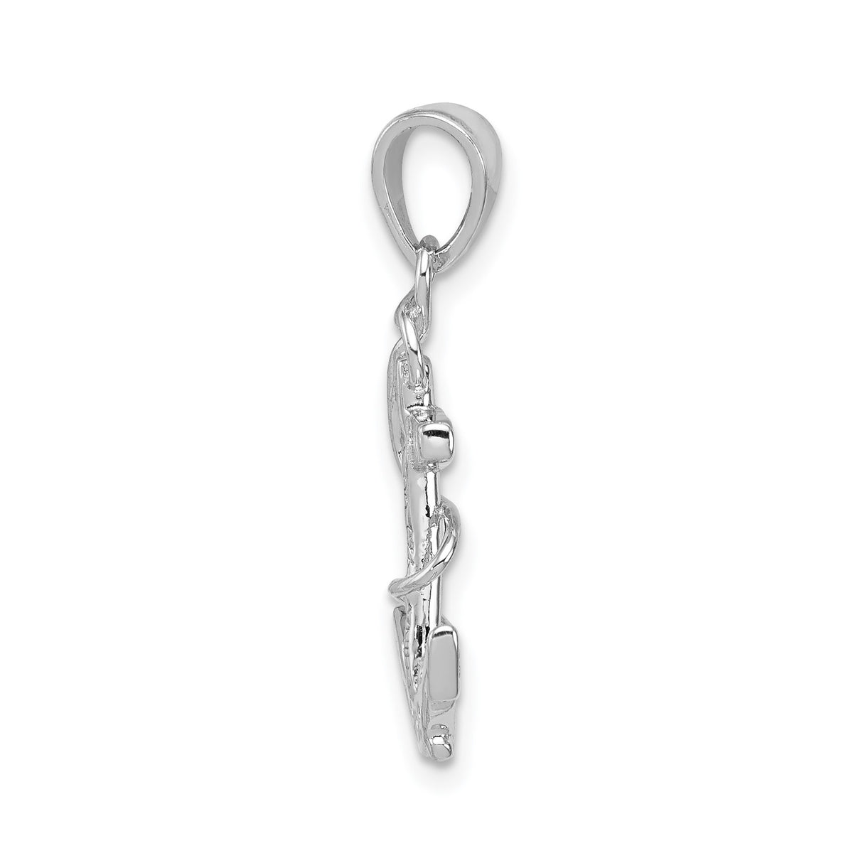 Sterling Silver Anchor Pendant with Caduceus Symbol and Cubic Zirconia Accents