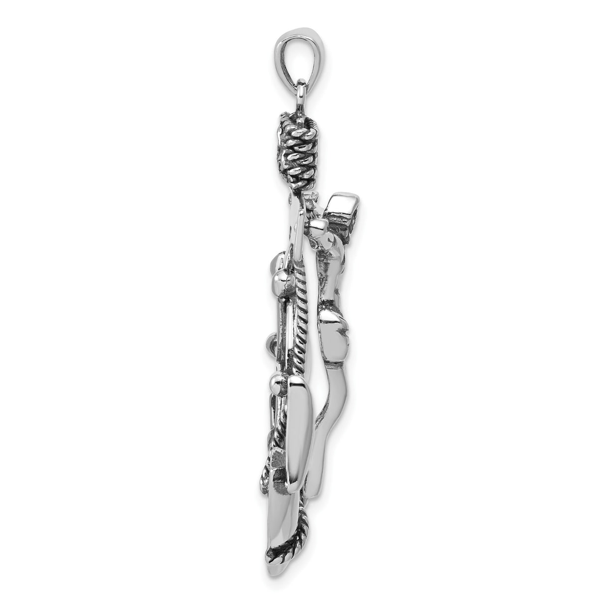 Sterling Silver Anchor Crucifix Pendant with Twined Rope Detail and Jesus Figure