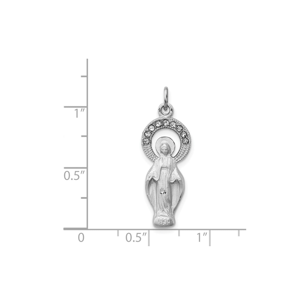 Sterling Silver Virgin Mary Pendant with Cubic Zirconia Halo, Catholic Religious Medal for Women