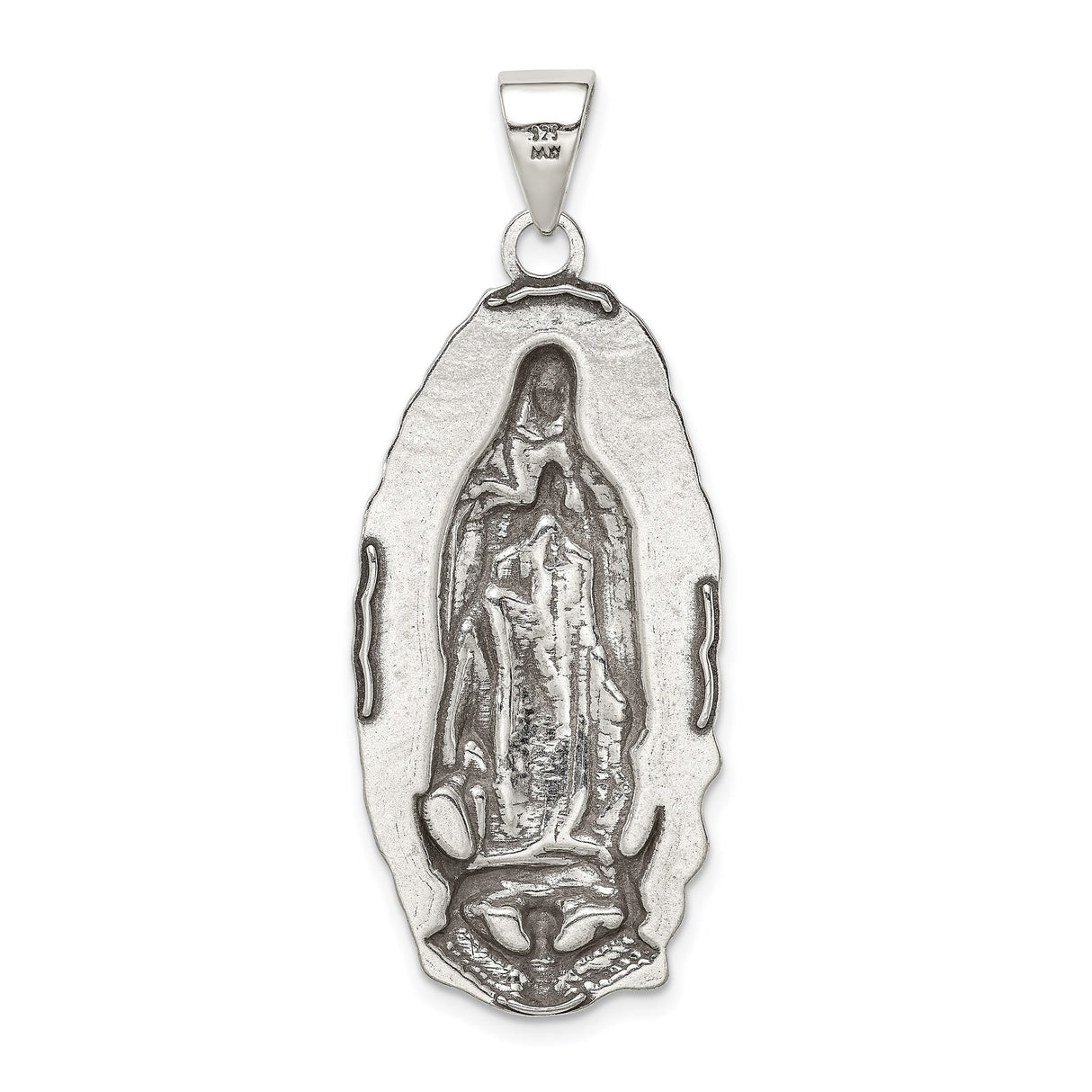 Sterling Silver Our Lady of Guadalupe Pendant, Virgin Mary Religious Medal Charm
