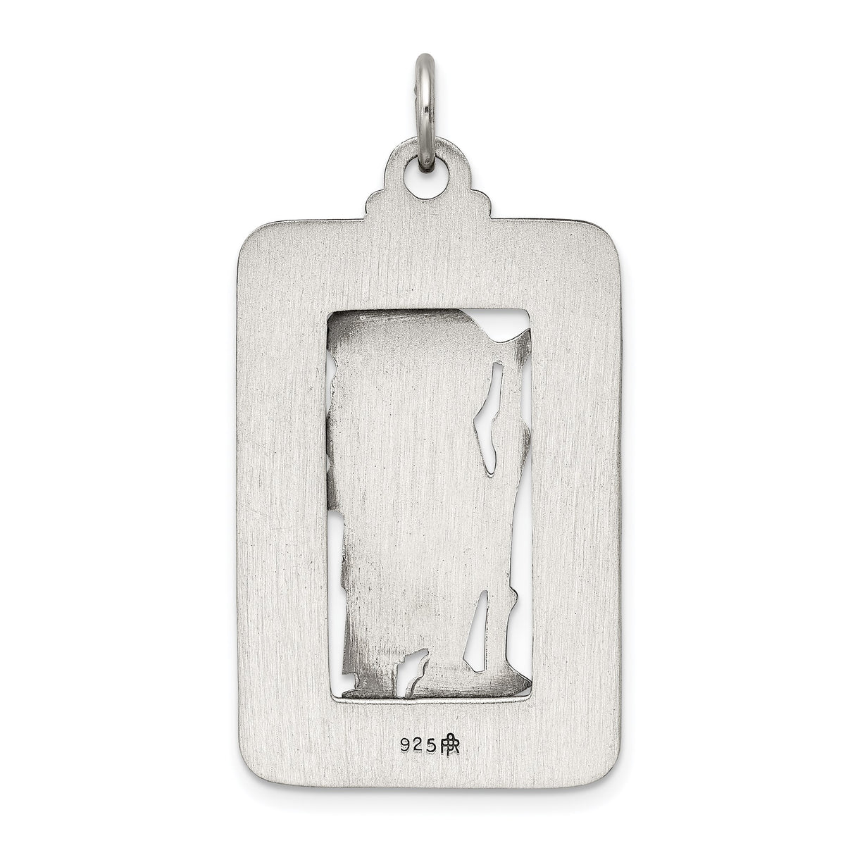 Sterling Silver Saint Christopher Travel Pendant with Satin Finish , Rectangular Religious Medal